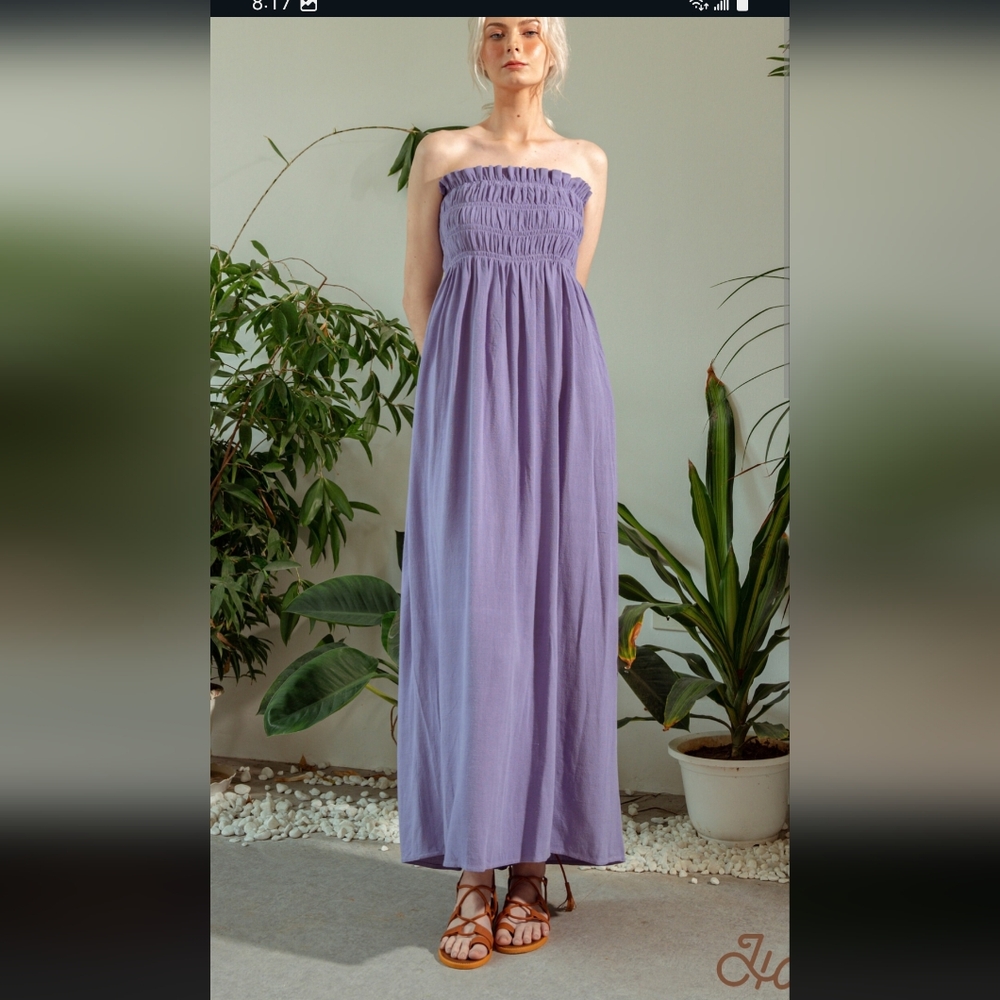Beige Strapless Maxi Dress Size S